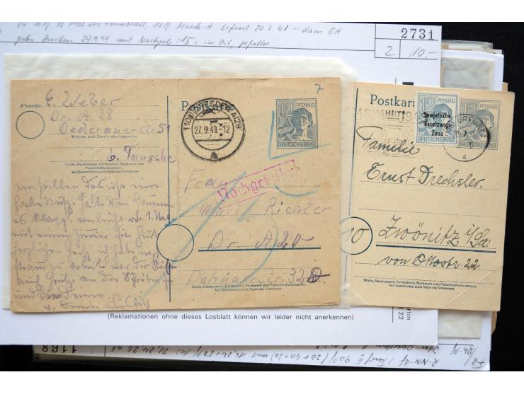 1945/50 (ca.), einige hundert Briefe, Karten und Ganzsachen mit sehr vielen besseren Verwendungen und Besonderheiten, dabei u