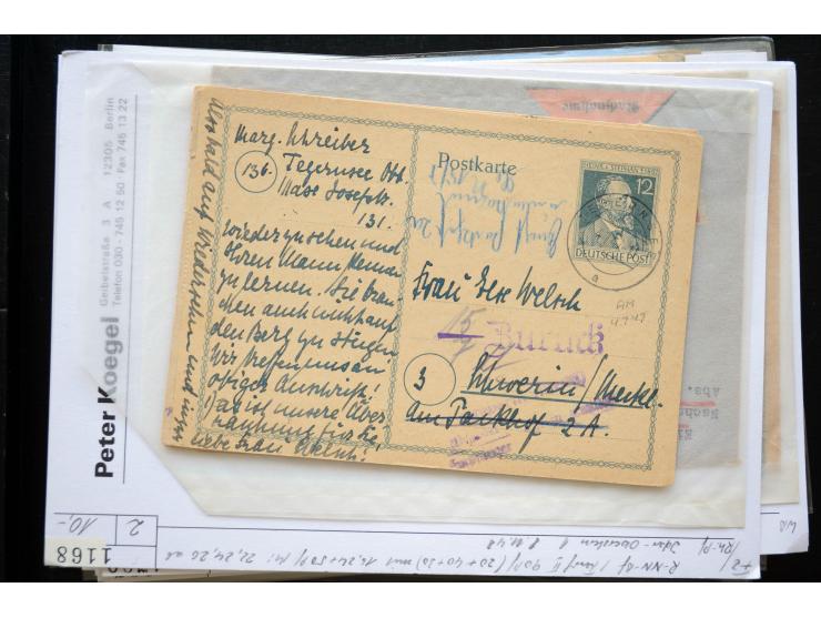 1945/50 (ca.), einige hundert Briefe, Karten und Ganzsachen mit sehr vielen besseren Verwendungen und Besonderheiten, dabei u
