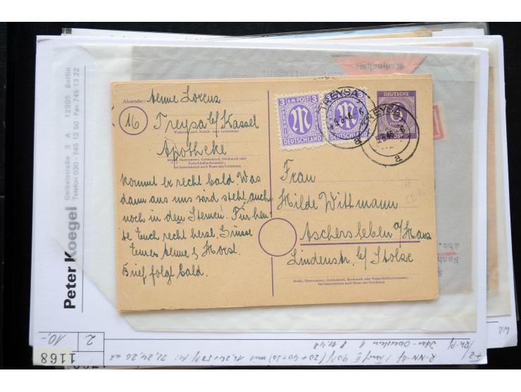 1945/50 (ca.), einige hundert Briefe, Karten und Ganzsachen mit sehr vielen besseren Verwendungen und Besonderheiten, dabei u