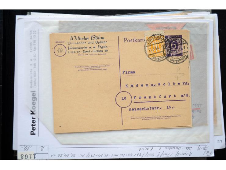 1945/50 (ca.), einige hundert Briefe, Karten und Ganzsachen mit sehr vielen besseren Verwendungen und Besonderheiten, dabei u