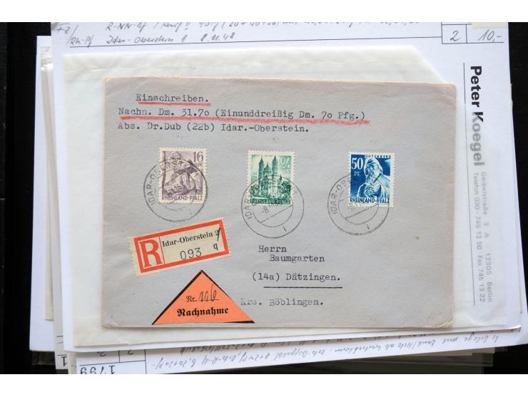 1945/50 (ca.), einige hundert Briefe, Karten und Ganzsachen mit sehr vielen besseren Verwendungen und Besonderheiten, dabei u