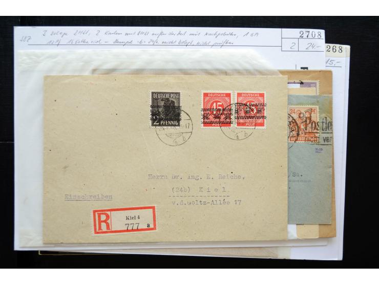 1945/50 (ca.), einige hundert Briefe, Karten und Ganzsachen mit sehr vielen besseren Verwendungen und Besonderheiten, dabei u