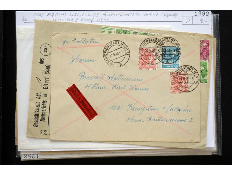 1945/50 (ca.), einige hundert Briefe, Karten und Ganzsachen mit sehr vielen besseren Verwendungen und Besonderheiten, dabei u