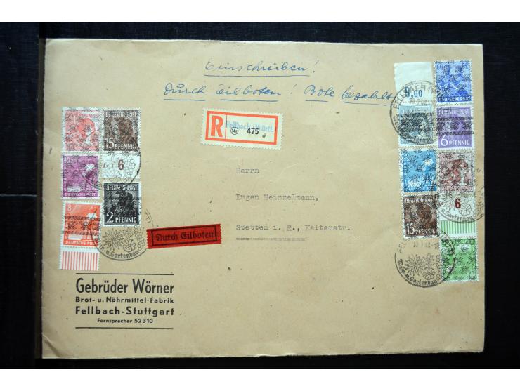 1945/50 (ca.), einige hundert Briefe, Karten und Ganzsachen mit sehr vielen besseren Verwendungen und Besonderheiten, dabei u