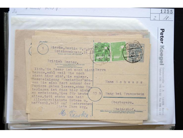 1945/50 (ca.), einige hundert Briefe, Karten und Ganzsachen mit sehr vielen besseren Verwendungen und Besonderheiten, dabei u
