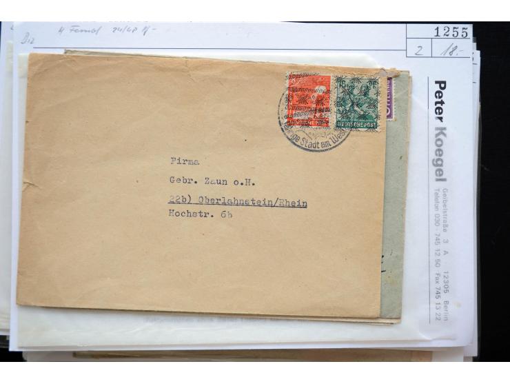 1945/50 (ca.), einige hundert Briefe, Karten und Ganzsachen mit sehr vielen besseren Verwendungen und Besonderheiten, dabei u