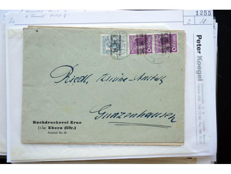 1945/50 (ca.), einige hundert Briefe, Karten und Ganzsachen mit sehr vielen besseren Verwendungen und Besonderheiten, dabei u