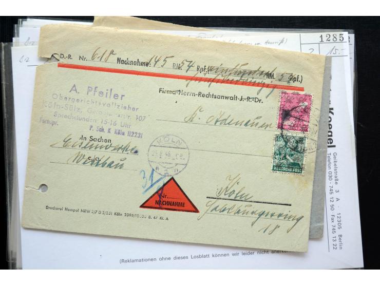 1945/50 (ca.), einige hundert Briefe, Karten und Ganzsachen mit sehr vielen besseren Verwendungen und Besonderheiten, dabei u