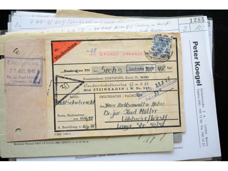 1945/50 (ca.), einige hundert Briefe, Karten und Ganzsachen mit sehr vielen besseren Verwendungen und Besonderheiten, dabei u