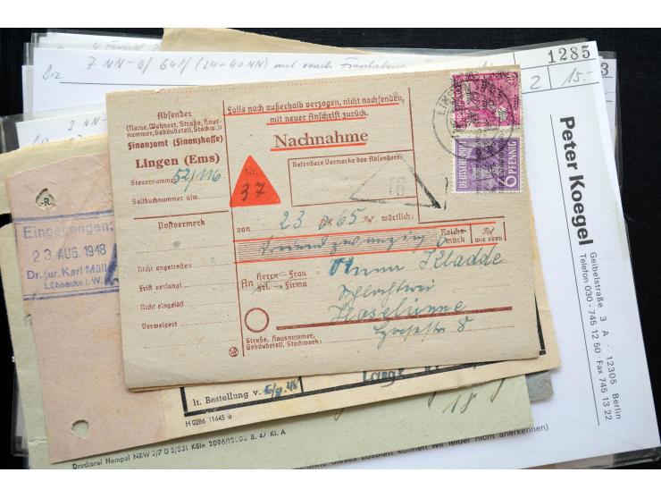 1945/50 (ca.), einige hundert Briefe, Karten und Ganzsachen mit sehr vielen besseren Verwendungen und Besonderheiten, dabei u