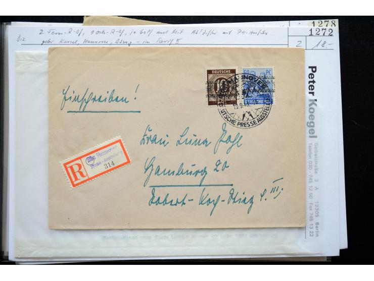 1945/50 (ca.), einige hundert Briefe, Karten und Ganzsachen mit sehr vielen besseren Verwendungen und Besonderheiten, dabei u