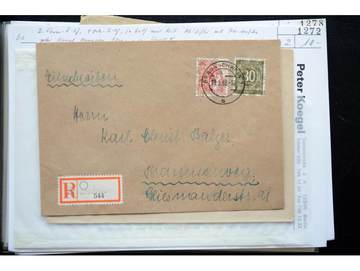 1945/50 (ca.), einige hundert Briefe, Karten und Ganzsachen mit sehr vielen besseren Verwendungen und Besonderheiten, dabei u