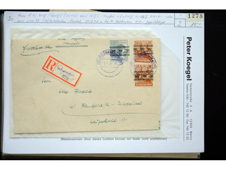 1945/50 (ca.), einige hundert Briefe, Karten und Ganzsachen mit sehr vielen besseren Verwendungen und Besonderheiten, dabei u