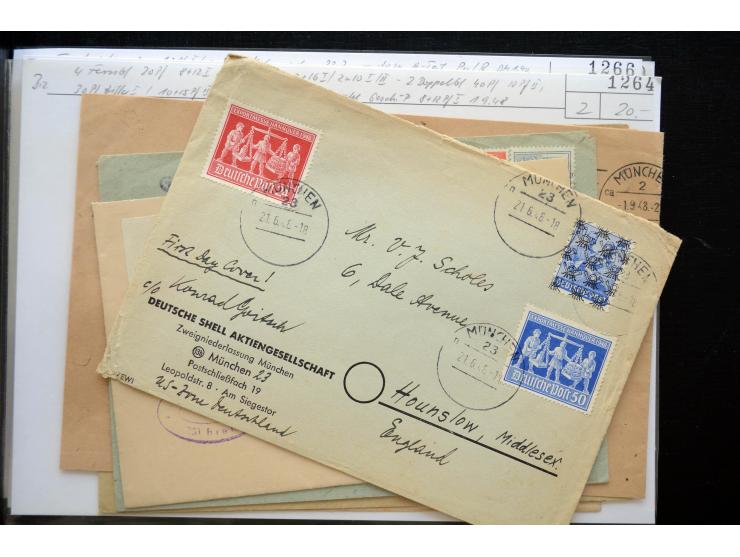 1945/50 (ca.), einige hundert Briefe, Karten und Ganzsachen mit sehr vielen besseren Verwendungen und Besonderheiten, dabei u