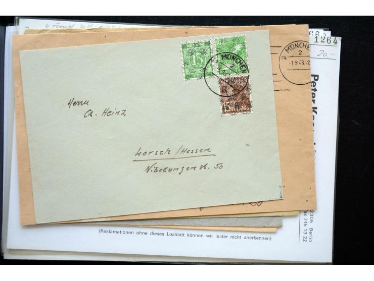 1945/50 (ca.), einige hundert Briefe, Karten und Ganzsachen mit sehr vielen besseren Verwendungen und Besonderheiten, dabei u