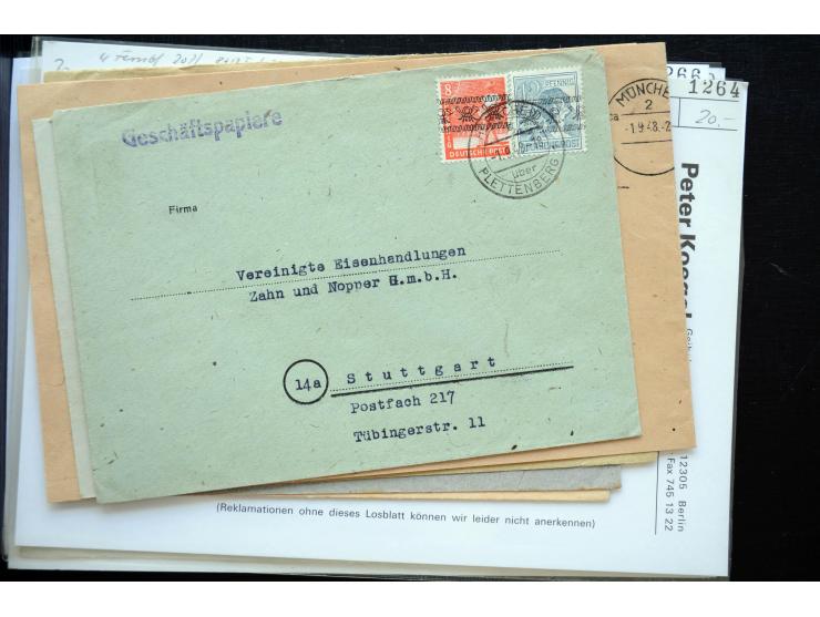 1945/50 (ca.), einige hundert Briefe, Karten und Ganzsachen mit sehr vielen besseren Verwendungen und Besonderheiten, dabei u