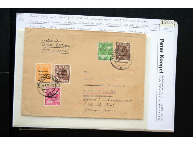 1945/50 (ca.), einige hundert Briefe, Karten und Ganzsachen mit sehr vielen besseren Verwendungen und Besonderheiten, dabei u