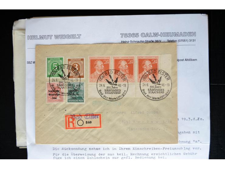 1945/50 (ca.), einige hundert Briefe, Karten und Ganzsachen mit sehr vielen besseren Verwendungen und Besonderheiten, dabei u