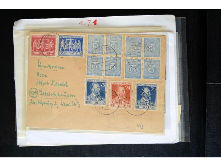 1945/50 (ca.), einige hundert Briefe, Karten und Ganzsachen mit sehr vielen besseren Verwendungen und Besonderheiten, dabei u