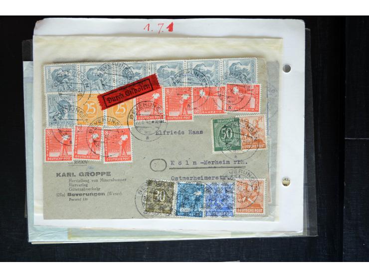 1945/50 (ca.), einige hundert Briefe, Karten und Ganzsachen mit sehr vielen besseren Verwendungen und Besonderheiten, dabei u