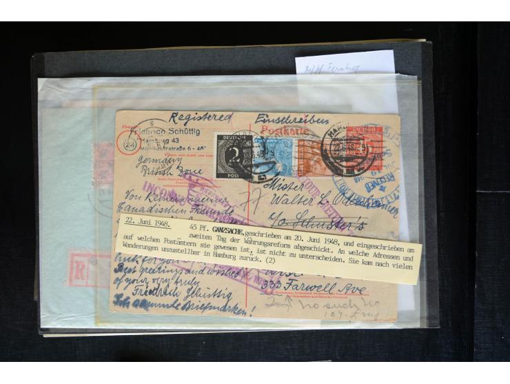 1945/50 (ca.), einige hundert Briefe, Karten und Ganzsachen mit sehr vielen besseren Verwendungen und Besonderheiten, dabei u