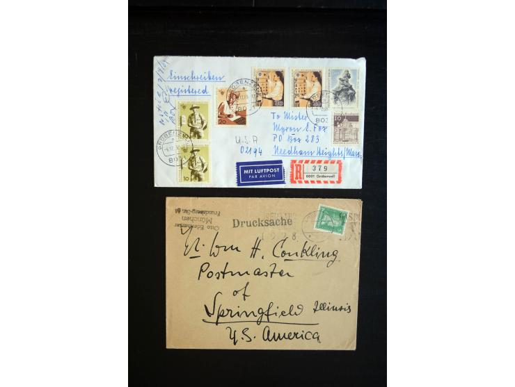 1945/70 (ca.), einige hundert Briefe, Karten und Ganzsachen mit Schwerpunkt bis 1955 mit viel Auslandspost inkl. Luftpost, in