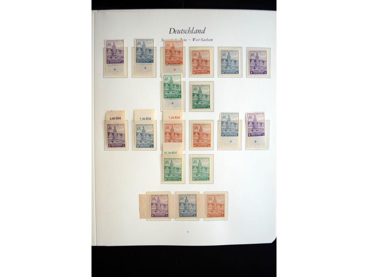 1945/49, postfrische Sammlung mit u.a. Mi.-Nr. BIb, 43Ac (Fotoattest Zierer BPP), 80X, 150-55X, Bl.1t (Fotoattest Ströh BPP),