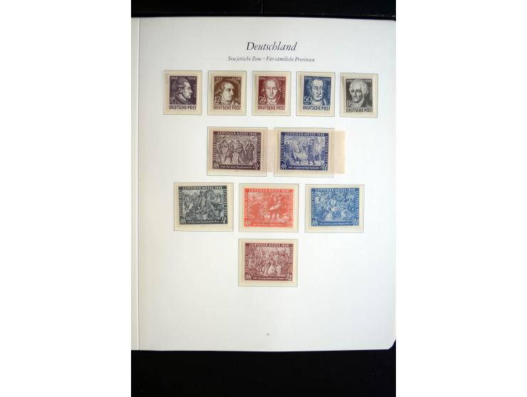 1945/49, postfrische Sammlung mit u.a. Mi.-Nr. BIb, 43Ac (Fotoattest Zierer BPP), 80X, 150-55X, Bl.1t (Fotoattest Ströh BPP),