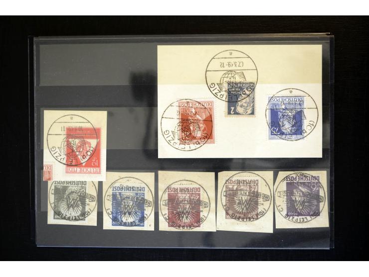 1945/46, interessante, vorwiegend gestempelte Partie dabei u.a. Mi.-Nr. 66-71XA gestempelt, einheitlich aus der rechten unter