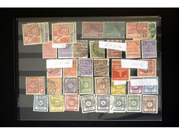 1945/46, interessante, vorwiegend gestempelte Partie dabei u.a. Mi.-Nr. 66-71XA gestempelt, einheitlich aus der rechten unter