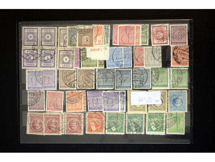 1945/46, interessante, vorwiegend gestempelte Partie dabei u.a. Mi.-Nr. 66-71XA gestempelt, einheitlich aus der rechten unter