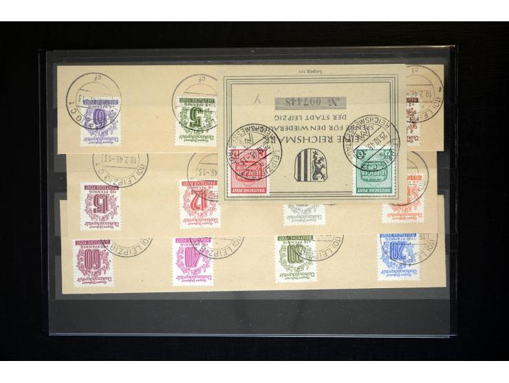 1945/46, interessante, vorwiegend gestempelte Partie dabei u.a. Mi.-Nr. 66-71XA gestempelt, einheitlich aus der rechten unter