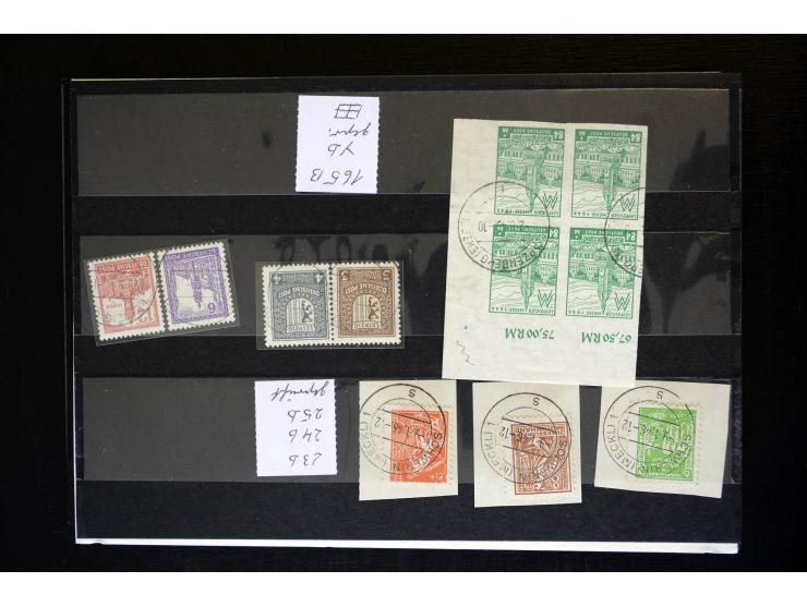1945/46, interessante, vorwiegend gestempelte Partie dabei u.a. Mi.-Nr. 66-71XA gestempelt, einheitlich aus der rechten unter