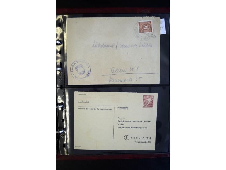1945/49, interessanter Sammlung "Der Suchdienst in der SBZ und Berlin" mit ca. 40 Briefen, Karten und Ganzachen, dabei R-Brie