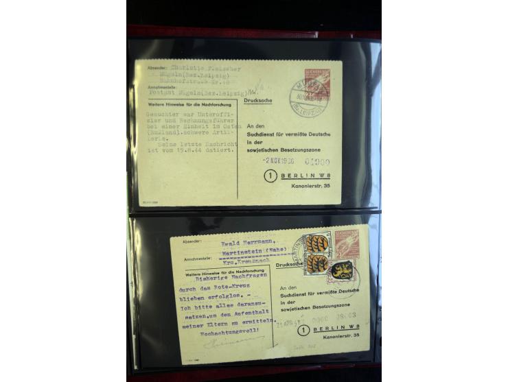 1945/49, interessanter Sammlung "Der Suchdienst in der SBZ und Berlin" mit ca. 40 Briefen, Karten und Ganzachen, dabei R-Brie