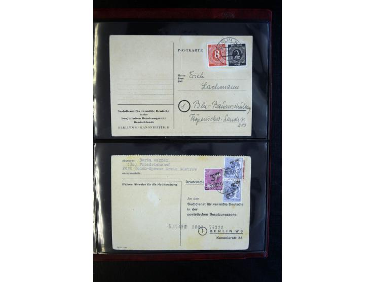 1945/49, interessanter Sammlung "Der Suchdienst in der SBZ und Berlin" mit ca. 40 Briefen, Karten und Ganzachen, dabei R-Brie