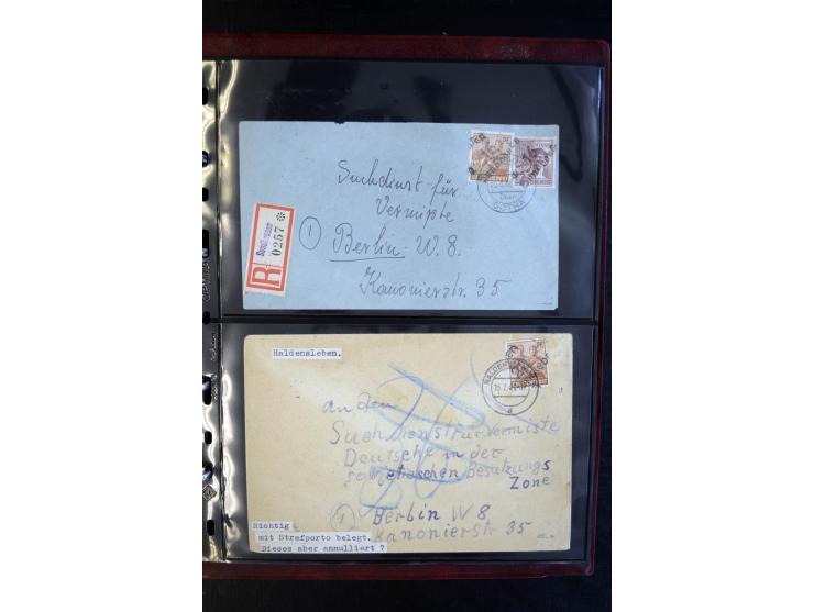 1945/49, interessanter Sammlung "Der Suchdienst in der SBZ und Berlin" mit ca. 40 Briefen, Karten und Ganzachen, dabei R-Brie