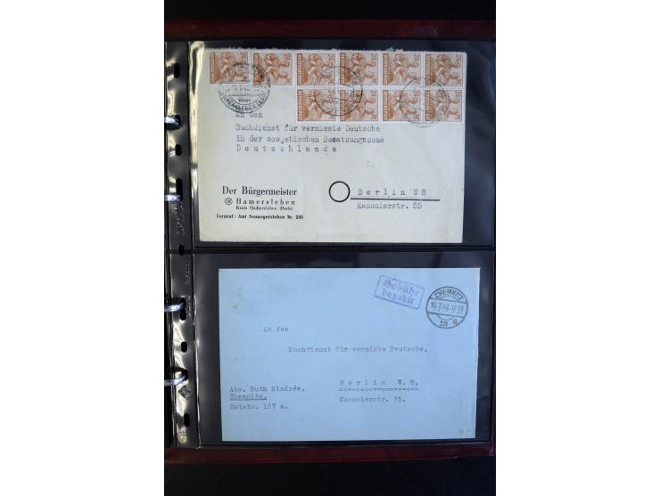 1945/49, interessanter Sammlung "Der Suchdienst in der SBZ und Berlin" mit ca. 40 Briefen, Karten und Ganzachen, dabei R-Brie