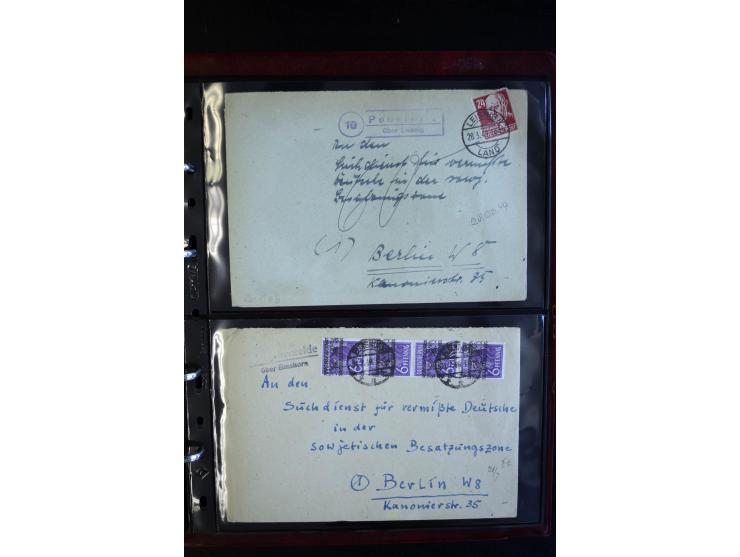 1945/49, interessanter Sammlung "Der Suchdienst in der SBZ und Berlin" mit ca. 40 Briefen, Karten und Ganzachen, dabei R-Brie