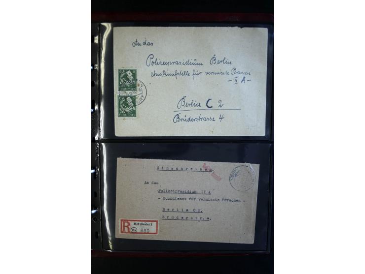 1945/49, interessanter Sammlung "Der Suchdienst in der SBZ und Berlin" mit ca. 40 Briefen, Karten und Ganzachen, dabei R-Brie