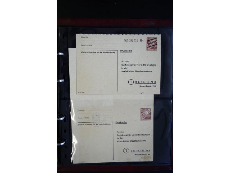 1945/49, interessanter Sammlung "Der Suchdienst in der SBZ und Berlin" mit ca. 40 Briefen, Karten und Ganzachen, dabei R-Brie