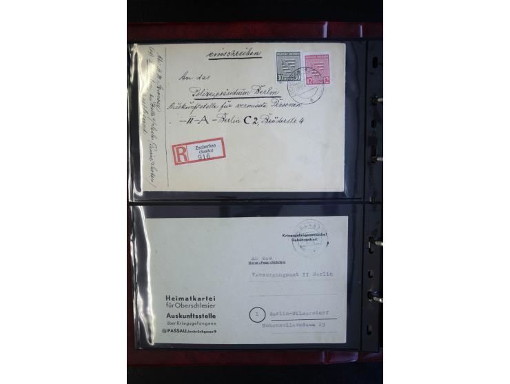 1945/49, interessanter Sammlung "Der Suchdienst in der SBZ und Berlin" mit ca. 40 Briefen, Karten und Ganzachen, dabei R-Brie