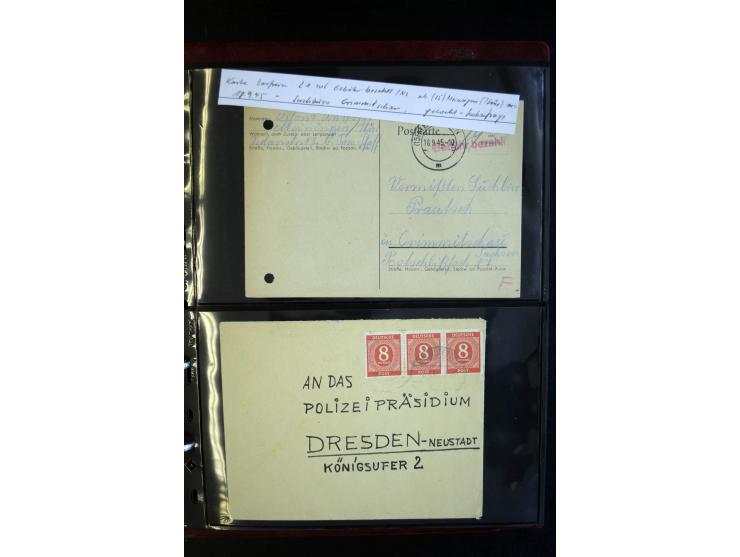 1945/49, interessanter Sammlung "Der Suchdienst in der SBZ und Berlin" mit ca. 40 Briefen, Karten und Ganzachen, dabei R-Brie