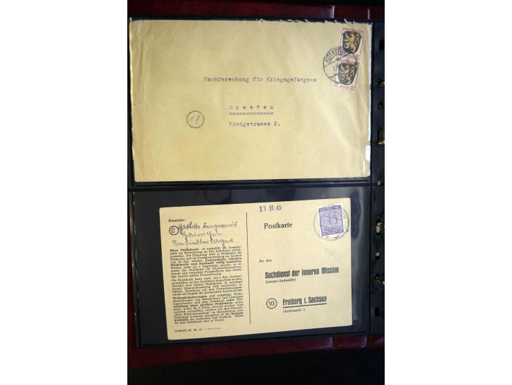 1945/49, interessanter Sammlung "Der Suchdienst in der SBZ und Berlin" mit ca. 40 Briefen, Karten und Ganzachen, dabei R-Brie
