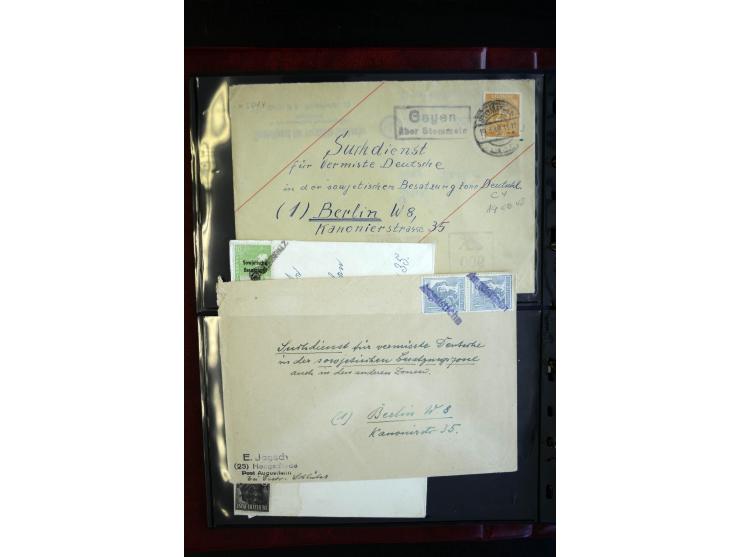 1945/49, interessanter Sammlung "Der Suchdienst in der SBZ und Berlin" mit ca. 40 Briefen, Karten und Ganzachen, dabei R-Brie