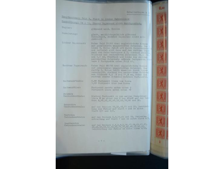 1945, umfangreicher Bogen-Posten mit ca. 650 Stück in unterschiedlichen Mengen von ca. 60 bis 140 Stück, dabei verschiedene P