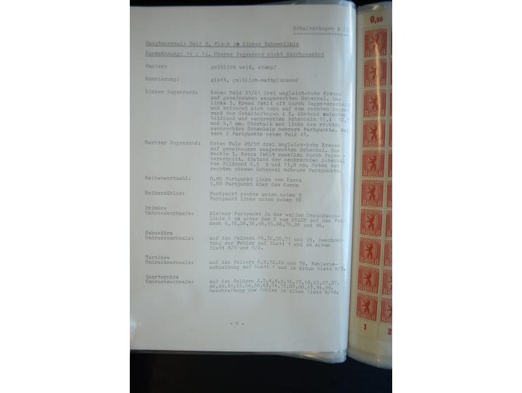 1945, umfangreicher Bogen-Posten mit ca. 650 Stück in unterschiedlichen Mengen von ca. 60 bis 140 Stück, dabei verschiedene P