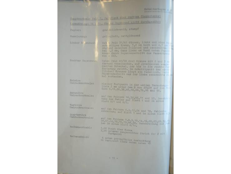 1945, umfangreicher Bogen-Posten mit ca. 650 Stück in unterschiedlichen Mengen von ca. 60 bis 140 Stück, dabei verschiedene P