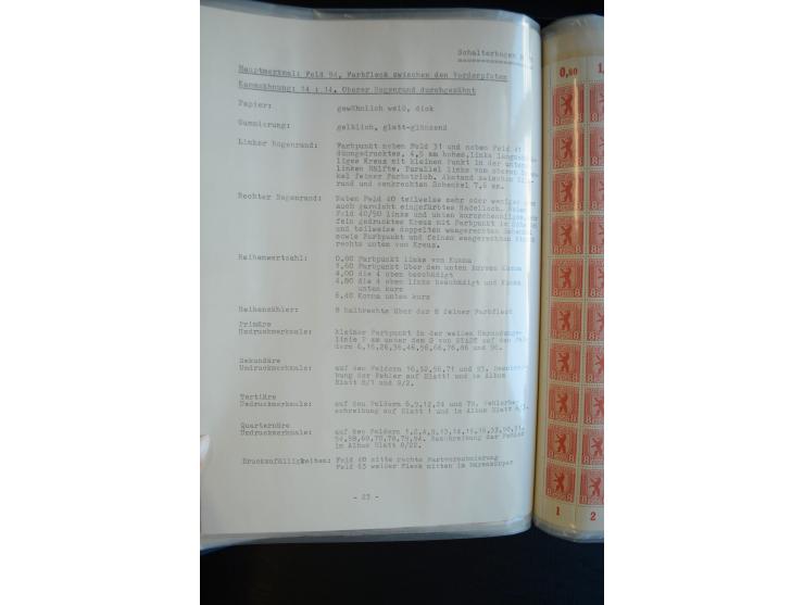 1945, umfangreicher Bogen-Posten mit ca. 650 Stück in unterschiedlichen Mengen von ca. 60 bis 140 Stück, dabei verschiedene P