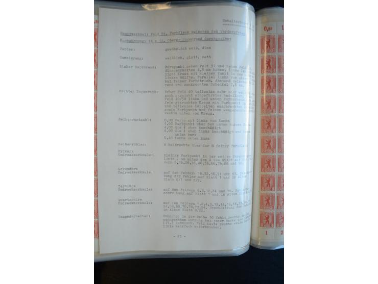 1945, umfangreicher Bogen-Posten mit ca. 650 Stück in unterschiedlichen Mengen von ca. 60 bis 140 Stück, dabei verschiedene P